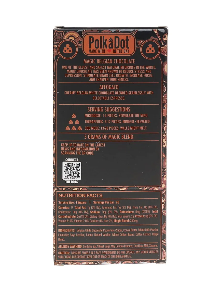 Affogato PolkaDot Magic Mushroom Belgian White Chocolate 250mg - Image 2