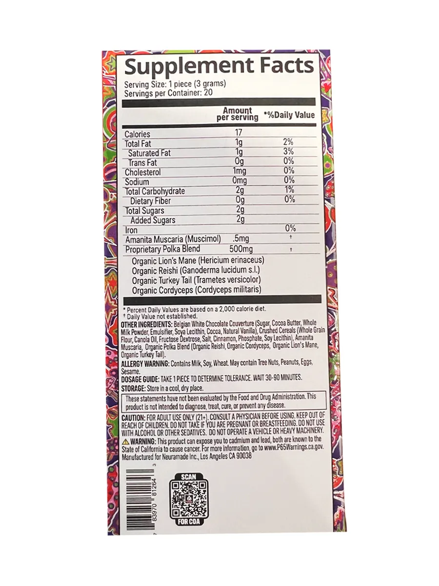 Cinnamon French Toast PolkaDot Magic Mushroom Belgian White Chocolate 500mg - Image 2