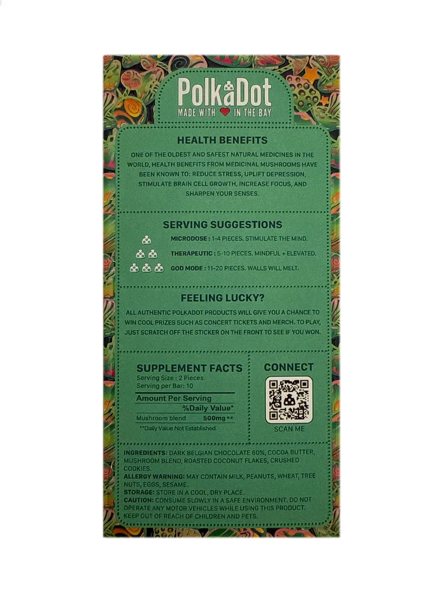Maui Magic PolkaDot Magic Mushroom Belgian Dark Chocolate 250mg Per Piece - Image 2