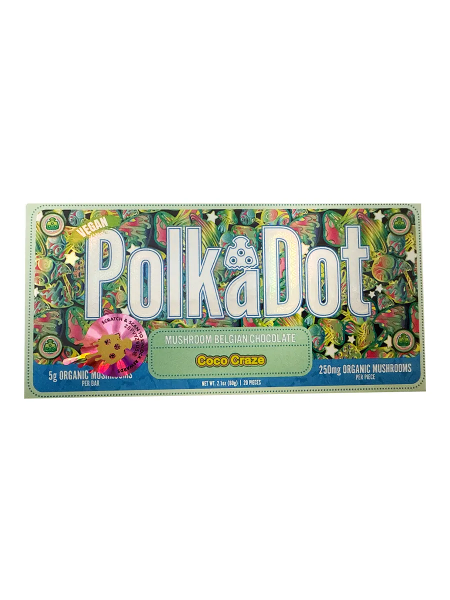Coco Craze PolkaDot Magic Mushroom Belgian Dark Chocolate 250mg Per Piece